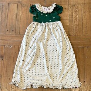 SweetHoney Christmas tree and polka dot ruffled long nightgown pajamas